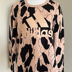 Adidas Zoe Saldana Collection Tan & Black Print Sweatshirt Size Small